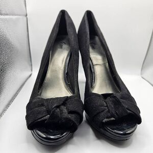 Fioni Black Suede Peep Toe Heels Size 71/2 great conditions!